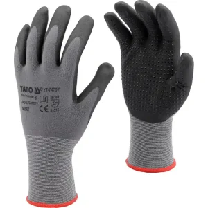 Szybka dostawa RĘKAWICE OCHRONNE NYLONOWE POWLEKANE SPIENIONYM NITRYLEM Z ANTYPOŚLIZGOWYM NAKROPIENIEM ROZMIAR 8