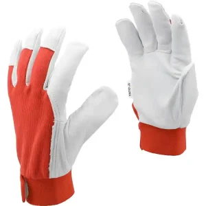 Niska cena RĘKAWICE ROBOCZE BAWEŁNA/SKÓRA CZERWONE ROZM. 8