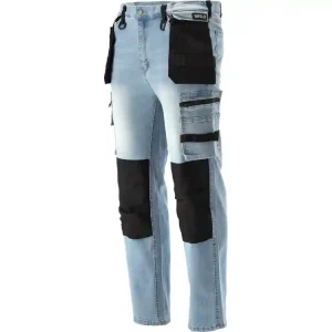Dostępne od ręki SPODNIE ROBOCZE MONTERSKIE STRETCH JEANS LIGHT BLUE ROZM. S