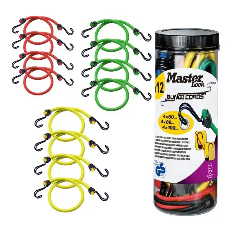 Słoik z uchwytem wypełniony 12 linkami bungee Twin Wire (460 + 480 + 4*100) – podwójny odwrócony hak Super okazja