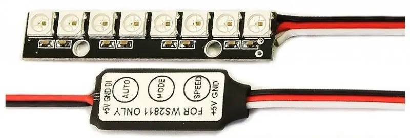 Darmowy zwrot 8-diodowa płytka z oświetleniem LED (5V, 7 kolorów) z kontrolerem oświetlenia