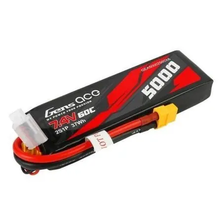 Wyjątkowa oferta Akumulator Gens Ace 5000mAh 7,4V 60C 2S1P XT60 Material Case