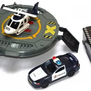Zestaw pojazdów policyjnych z platformą helikoptera 1:20 Hit sprzedaży