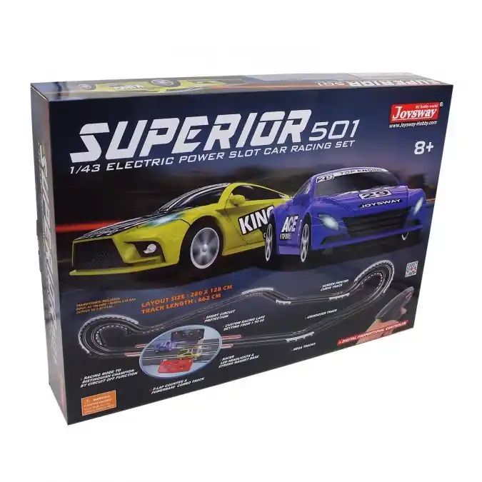 Wybór klientów Zestaw Slot Cars Special 501 1:43 - 662cm, 2 ściany, cyfrowy licznik, 240V
