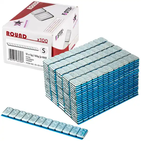 Ciężarki klejone do felg aluminiowych Rounded Slim - 60g (12x5g / ocynkowane / szeroka taśma) - 100 szt. - Stix Najlepsza cena