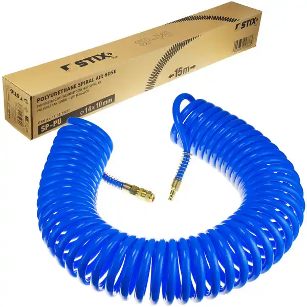 Szybka dostawa Wąż pneumatyczny spiralny SP-PU 14/10 mm (15 m), poliuretanowy PREMIUM - STIX
