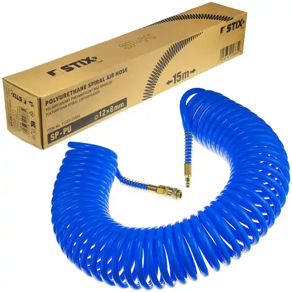Wąż pneumatyczny spiralny SP-PU 12/8 mm (15 m), poliuretanowy - PREMIUM STIX Ograniczona ilość