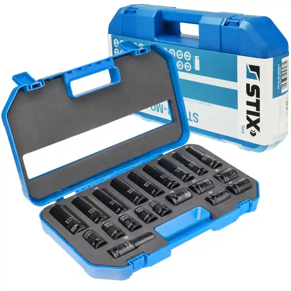 Tylko do końca tygodnia Nasadki udarowe 1/2" długie i krótkie, zestaw 20 szt. od 10 do 22 mm, walizka, STT CR-MO SERIES 8 - Stix Tool