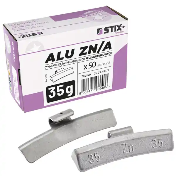 Ciężarki nabijane ALU Cynkowe do felg aluminiowych ZN/A 35g / 50 szt. - Stix Ekspresowa dostawa