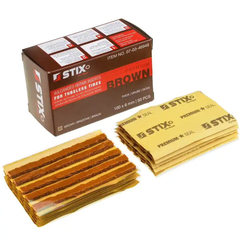 Sznury butylowe do naprawy opon, krótkie 6 mm (4" / 100 mm, brązowe) 50 szt - Stix Do wyczerpania zapasów