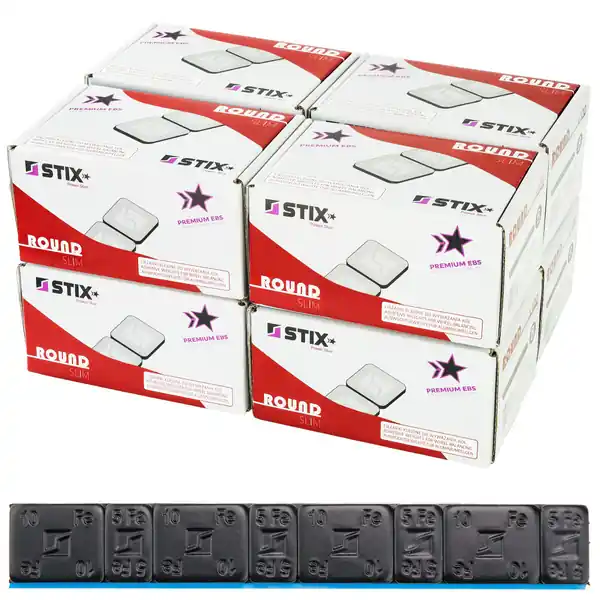 Ciężarki klejone do felg aluminiowych czarne Rounded Slim Black - 60g (5g+10g / szeroka taśma) - 800 szt. - Stix Tylko do końca tygodnia