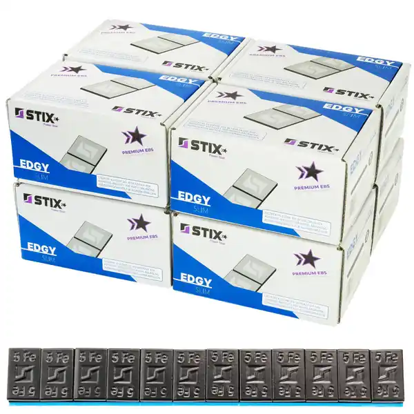Ciężarki klejone do felg aluminiowych czarne Edgy Slim Black - 60g (12x5g / szeroka taśma) - 800 szt. - Stix Ostatnie sztuki
