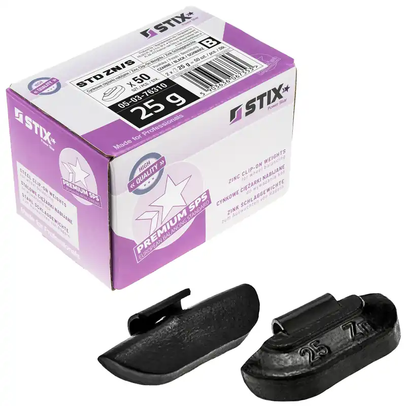 CZARNE Ciężarki nabijane STD Cynkowe do felg stalowych ZN/S 25g / 50 szt. - Stix Szybka dostawa