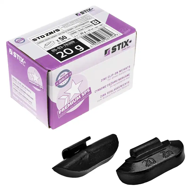 CZARNE Ciężarki nabijane STD Cynkowe do felg stalowych ZN/S 20g / 50 szt. - Stix Wybór klientów