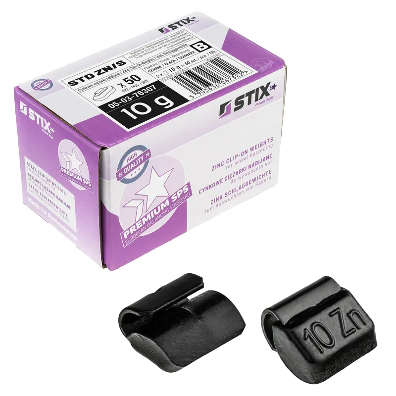 CZARNE Ciężarki nabijane STD Cynkowe do felg stalowych ZN/S 10g / 50 szt. - Stix Szybka dostawa
