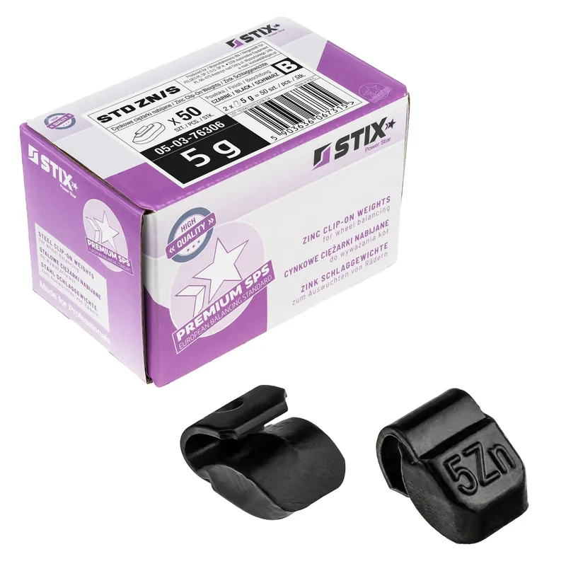 CZARNE Ciężarki nabijane STD Cynkowe do felg stalowych ZN/S 5g / 50 szt. - Stix Niska cena