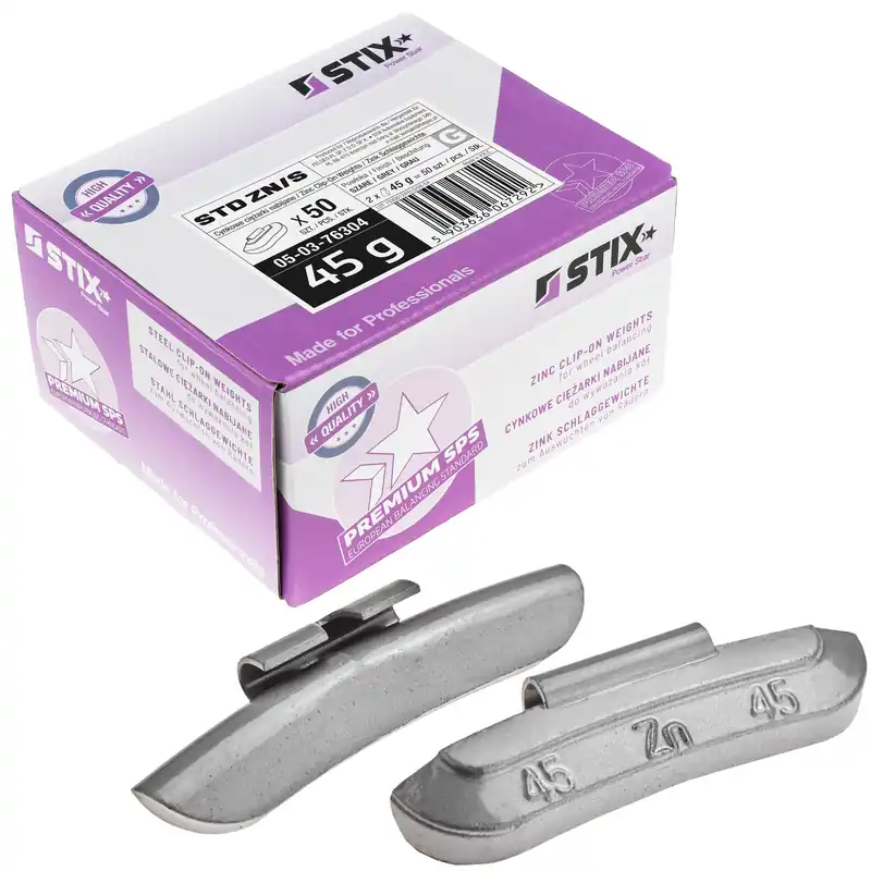 Ciężarki nabijane STD Cynkowe do felg stalowych ZN/S 45g / 50 szt. - Stix Oferta czasowa