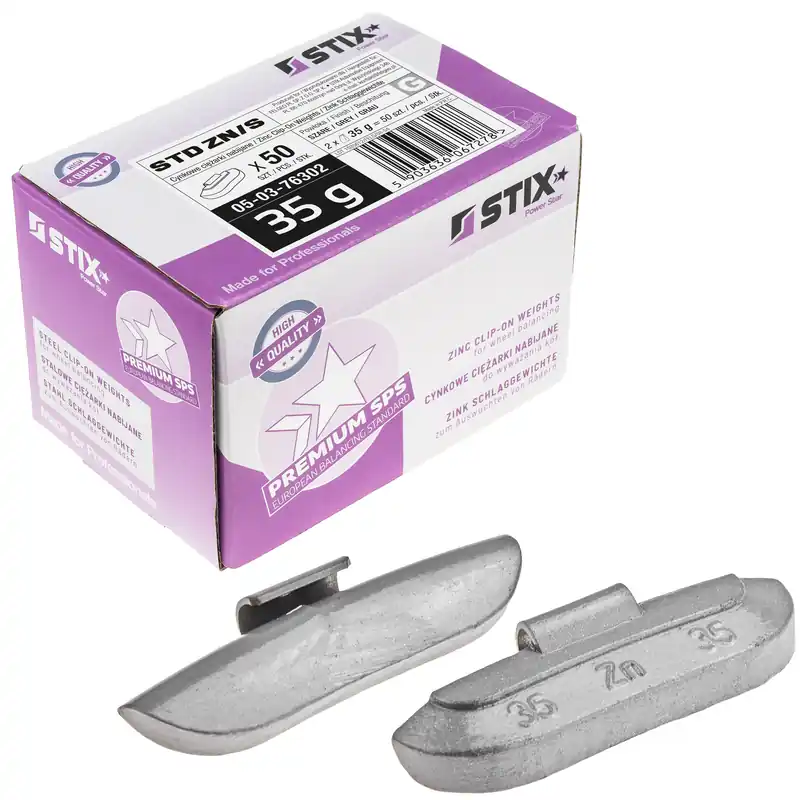 Bezpieczna płatność Ciężarki nabijane STD Cynkowe do felg stalowych ZN/S 35g / 50 szt. - Stix