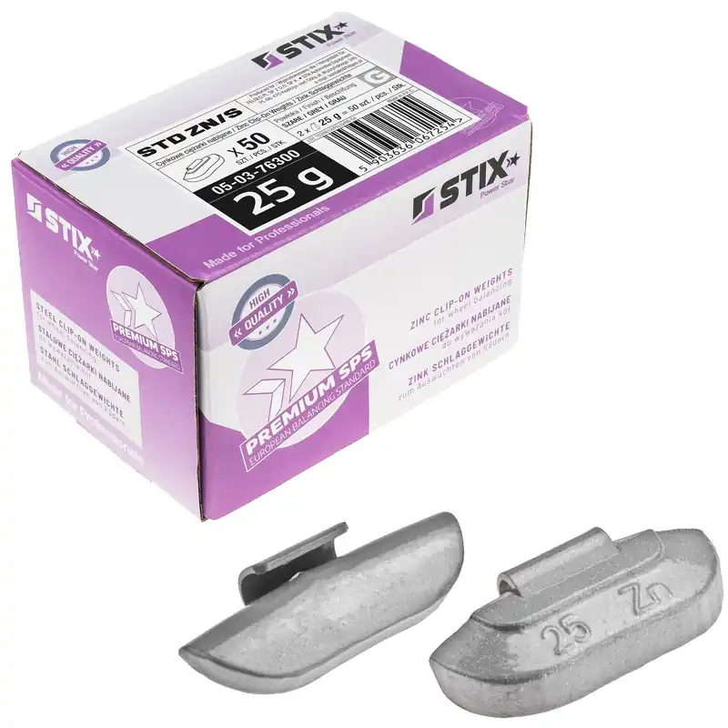 Ciężarki nabijane STD Cynkowe do felg stalowych ZN/S 25g / 50 szt. - Stix Wybór klientów