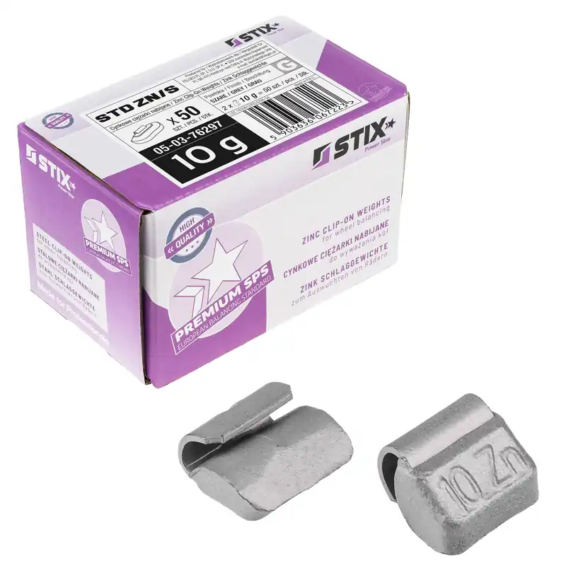 Cena promocyjna Ciężarki nabijane STD Cynkowe do felg stalowych ZN/S 10g / 50 szt. - Stix