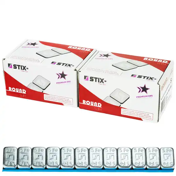 Dodaj do koszyka Ciężarki klejone do felg aluminiowych Rounded Slim - 60g (12x5g / ocynkowane / szeroka taśma) - 200 szt. - Stix