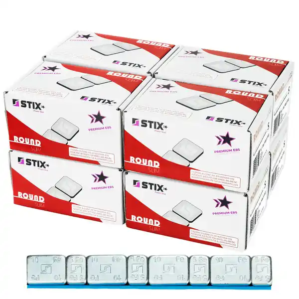 Ciężarki klejone do felg aluminiowych Rounded Slim - 60g (5g+10g / ocynkowane / szeroka taśma) - 800 szt. - Stix Taniej