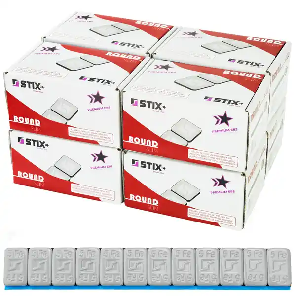 Nie przegap Ciężarki klejone do felg aluminiowych Rounded Slim Powlekane - 60g (12x5g / powder / szeroka taśma) - 800 szt. - Stix