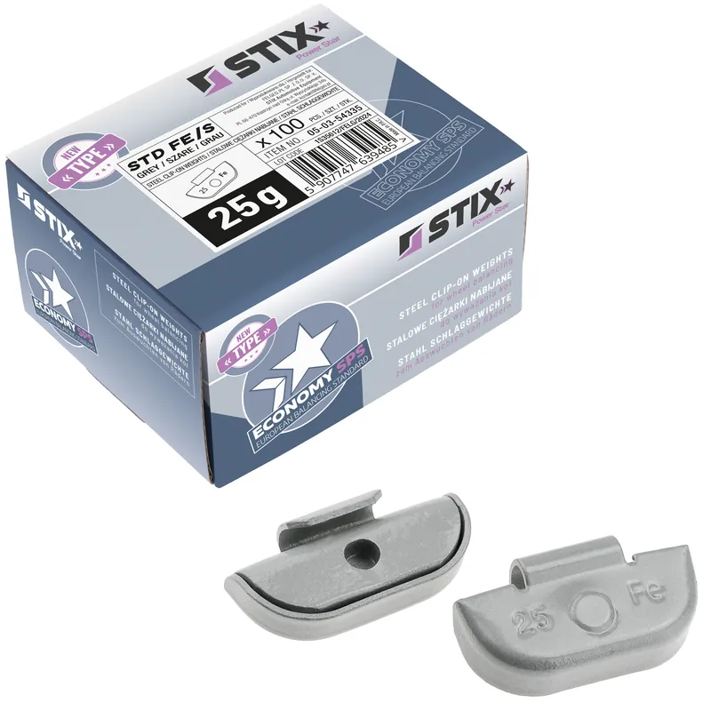 Dodaj do koszyka Ciężarki nabijane STD Stalowe do felg stalowych FE/S 25g / 100 szt. - Stix