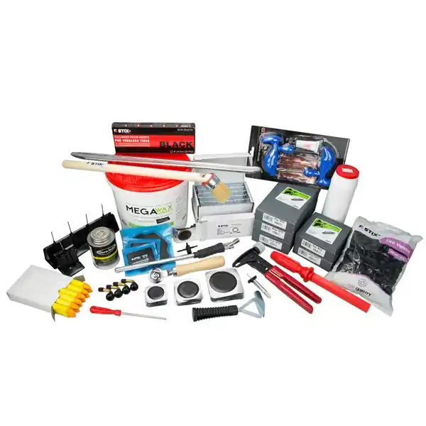 Zestaw startowy dla wulkanizacji, do naprawy opon Z04 (ciężarki nabijane, klejone, łatki, wkłady diagonalne, radialne i inne.) - Stix Nowy