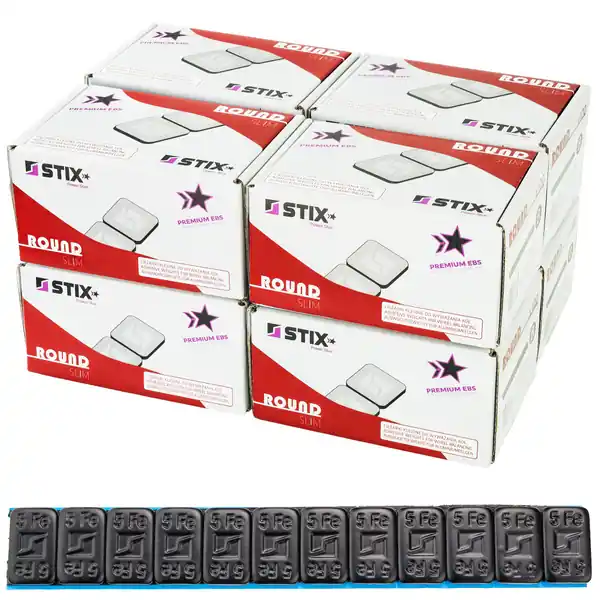 Ciężarki klejone do felg aluminiowych czarne Rounded Slim Black - 60g (12x5g / szeroka taśma) - 800 szt. - Stix Szybka wysyłka