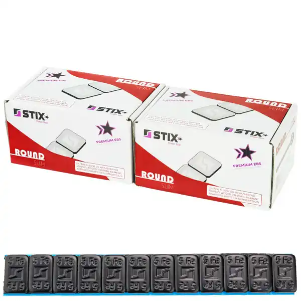 Darmowy zwrot Ciężarki klejone do felg aluminiowych czarne Rounded Slim Black - 60g (12x5g / szeroka taśma) - 200 szt. - Stix