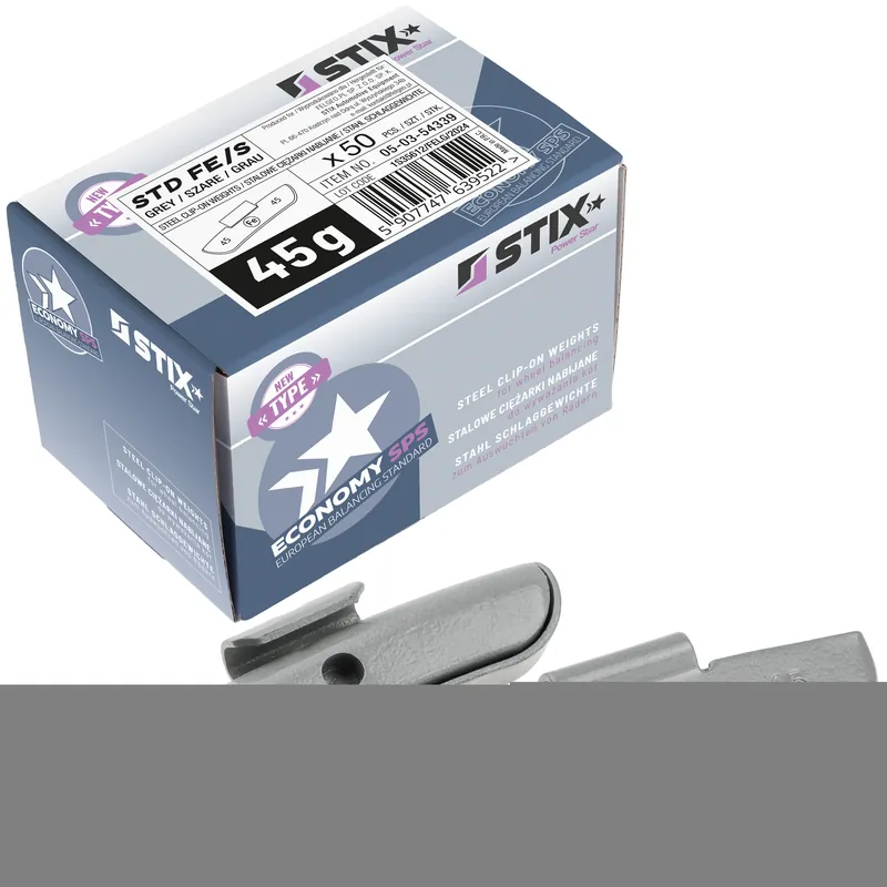 Wysoka jakość Ciężarki nabijane STD Stalowe do felg stalowych FE/S 45g / 50 szt. - Stix