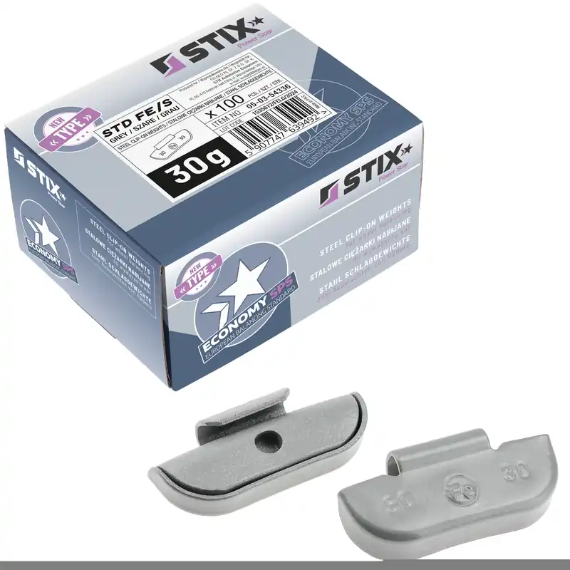 Ciężarki nabijane STD Stalowe do felg stalowych FE/S 30g / 100 szt. - Stix Niska cena