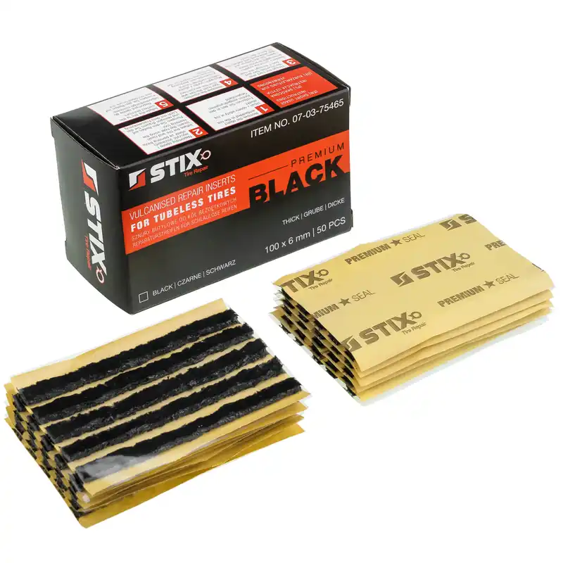 Sznury butylowe do naprawy opon, krótkie 6 mm (4" / 100 mm, czarne) 50 szt - Stix Taniej