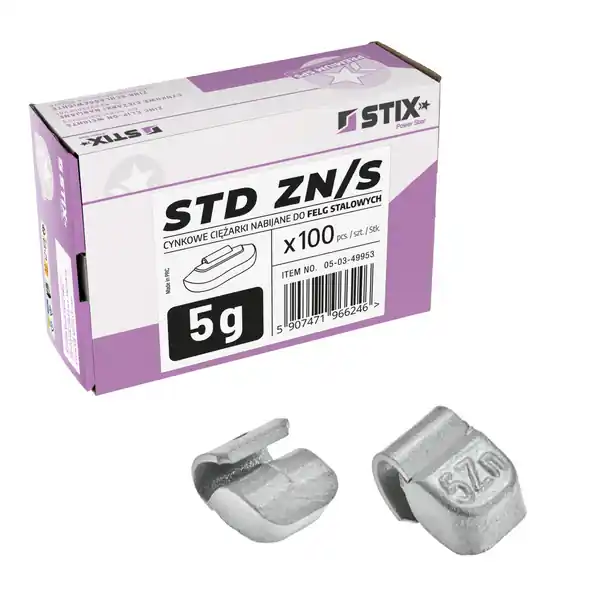 Ciężarki nabijane STD Cynkowe do felg stalowych ZN/S 5g / 100 szt. - Stix Hit cenowy