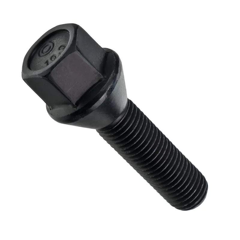 Hit sprzedaży Czarna śruba do felg M12x1.50 40 mm – klucz 17. Stożek